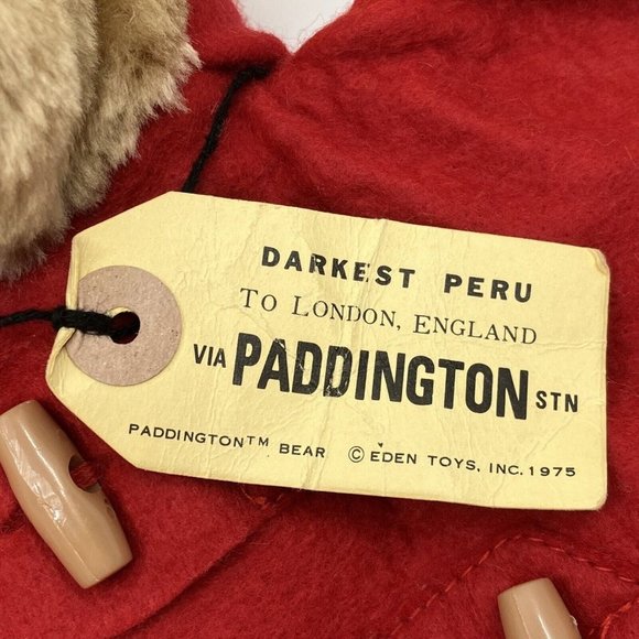Vintage Paddington Bear  Hand Puppet Plush Sears Red Coat and Yellow Hat - Picture 2 of 10